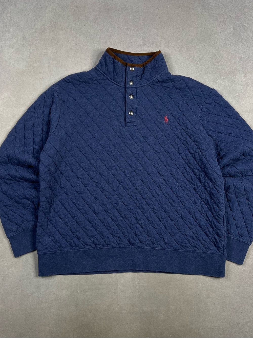 Polo Ralph Lauren Quilted Double-Knit Jersey Pullover Blue XL